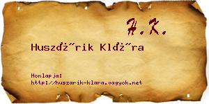 Huszárik Klára névjegykártya
